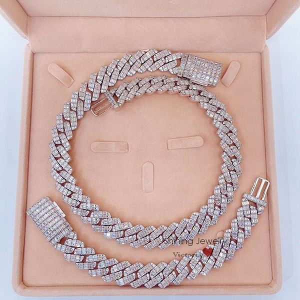 

Designer Jewelry Moissanite Hip Hop Iced Out VVS Baguette Diamond Cuban Chain