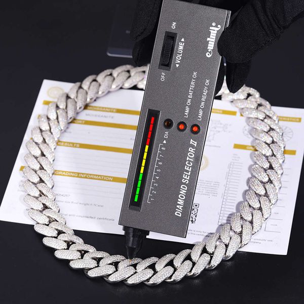 

New Arrival Rapper Jewelry 20Mm Gold Plated Sterling Sier Round Cut VVS Moissanite Iced Out Cuban Link Chain For Men