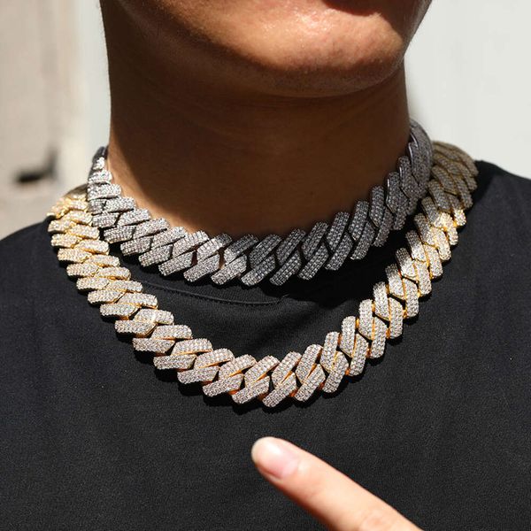 

20Mm 3 Row VVS Moissanite Chain Hip Hop Rapper Gift Wholesale Sterling Sier Iced Out Cuban Necklace For Men