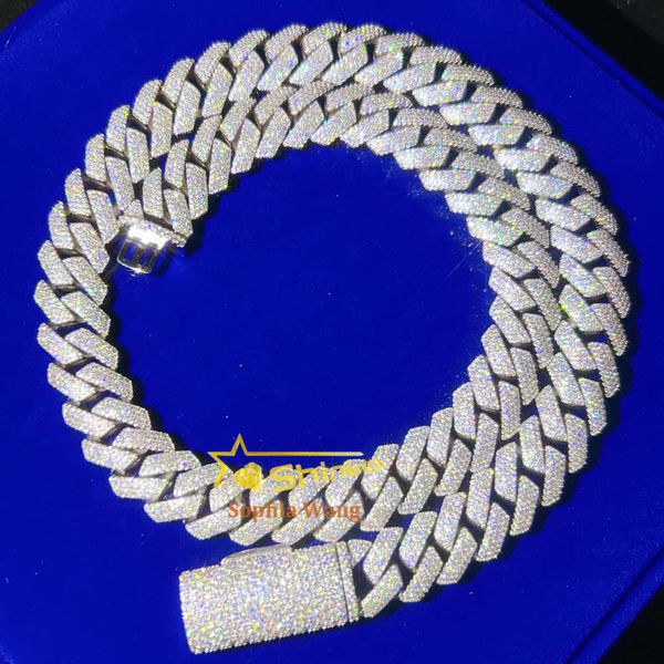 

Fine Jewelry Necklace Solid Sier 15Mm Hip Hop Iced Out Vvs D Color Diamond Moissanite Cuban Link Chain