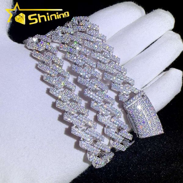 

Curve Clasp Hip Hop Men Necklace Sterling Sier Iced Out Link Vvs Moissanite Diamond Cuban Chains