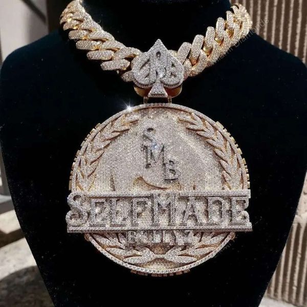 

3Inches Fashion Name Plate Custom Sterling Sier With Moissanite Diamond Necklace Jewelry Iced Out Pendant