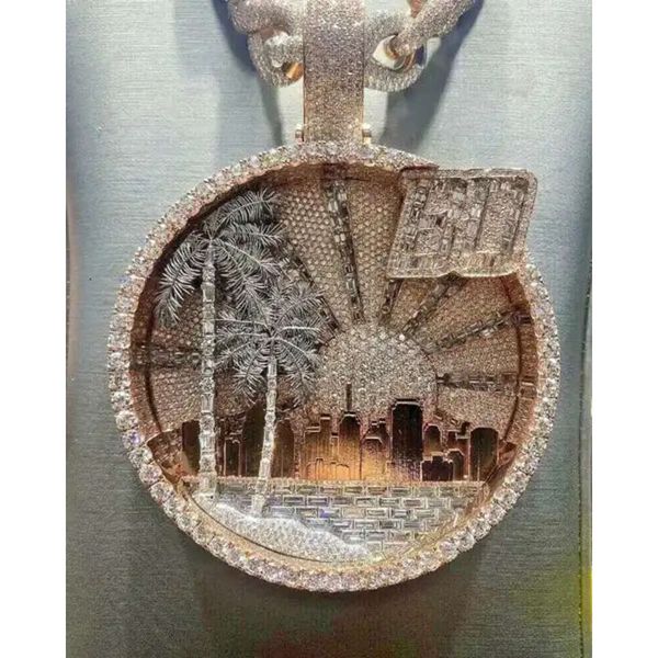 

Custom Sier Moissanite Iced Out Hip Hop Pendant Necklace For Men Diamond Hip Hop Pendant