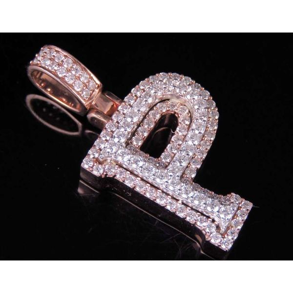 

Dazzling Genuine 10K Rose & White Gold Letter P Pendant With Moissanite Diamond