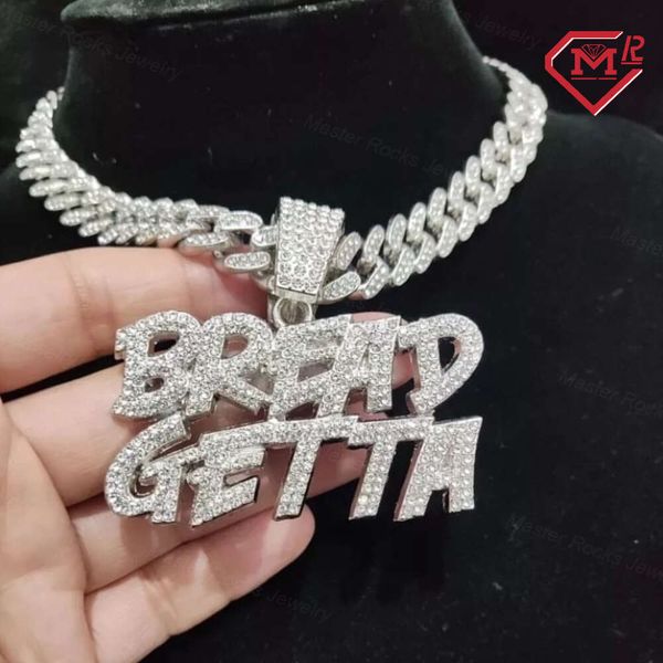 

Pass Testter Sier Iced Out Diamond Hiphop Name Letter Moissanite Custom Pendant