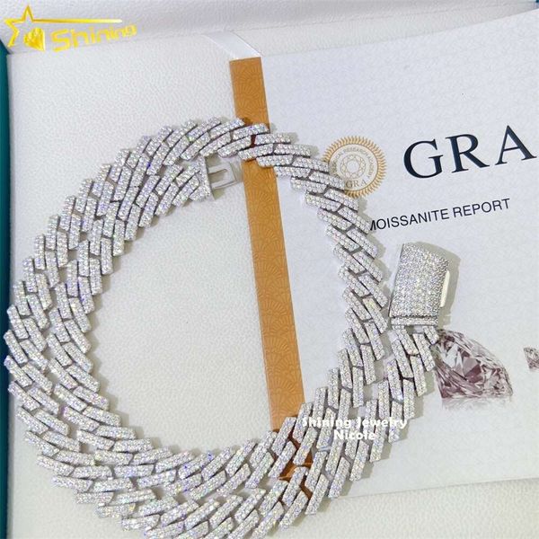 

Pass Diamond Tester Hip Hop Popular White Gold Real Vvs Moissanite 14Mm Cuban Link Chain