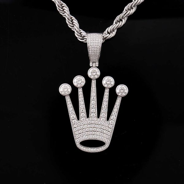 

Provence S Fashion Necklace Crown Shape Round Brilliant Cut Moissanite Pendant Fine Jewelry Necklaces