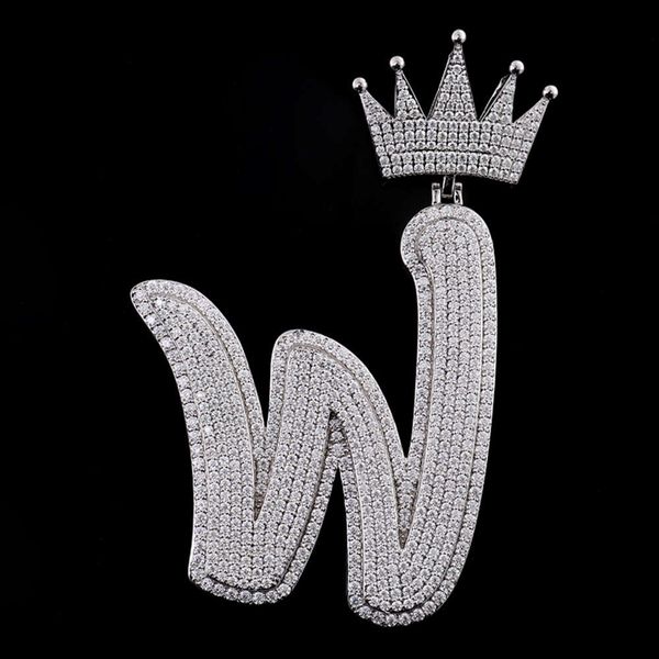 

Custom Iced Out Letter Pendant With Crown Sier Moissanite Hiphop Jewelry
