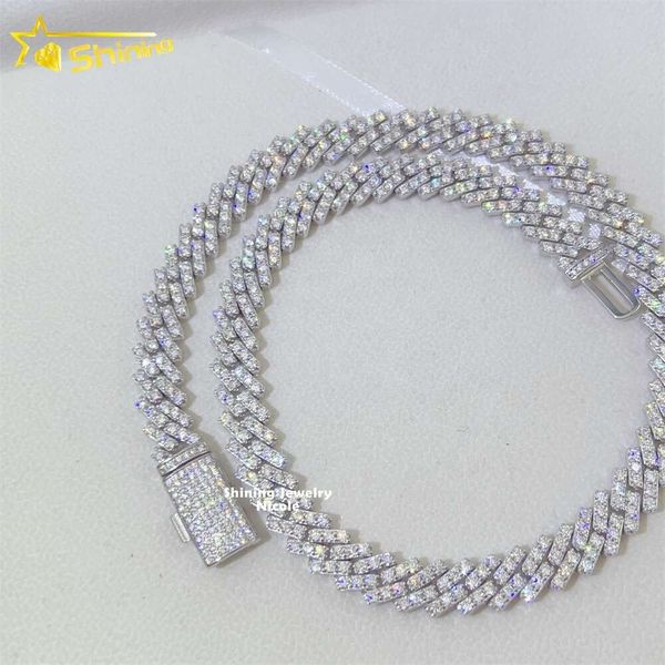 

Fine Jewelry Necklace Hip Hop Diamond Iced Out Sier 10Mm Moissanite Cuban Link Chain