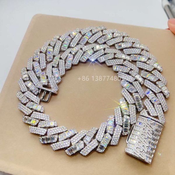 

Gra Certificated Gold Plated Sterling Sier Vvs Moissanite Jewelry Cuban Link Chain