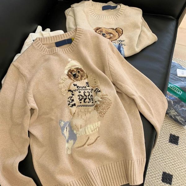 

y Designer Women Knits Bear Sweater Pullover Embroidery Fashion Knitted Sweaters Long Sleeve Casual Printed Wool Cotton Soft Unisex 95A, Clear