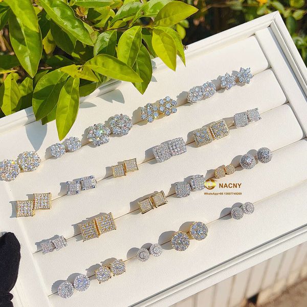 

Iced Out Hiphop Jewelry Flower Earrings Vvsmoissanite Diamond Sier Earring