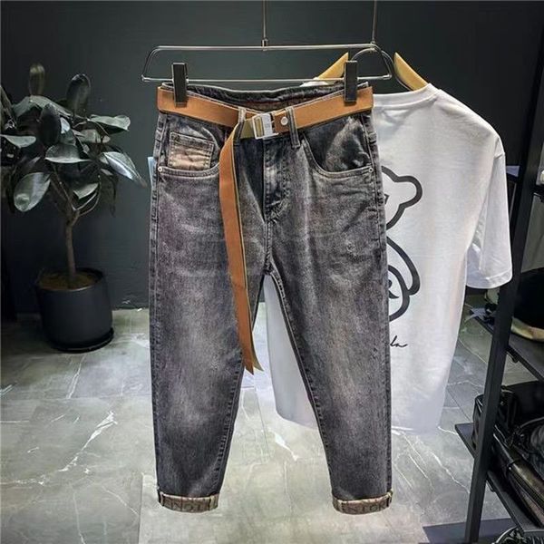 

Stylish slim plump handsome men's jeans 2023 autumn winter thickened cashmere high-end Korean version of the trend long pants men 24, Darkcyan