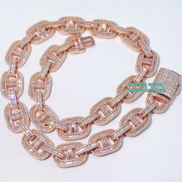 

Wholesale 15Mm Mens Necklace Hip Hop 14K Gold Plated Cuban Link Diamond Moissanite Chain For Men