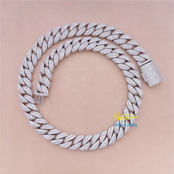 

GRA Certificate Pass Tester VVS Moissanite Diamond 12Mm Round Edged Hip Hop Jewelry Iced Out Cuban Link Chain Necklaces
