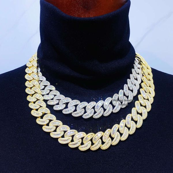 

15Mm 18Mm 20Mm Miami Necklace Lab Diamonds Flawless VVS Moissanite White Gold Cuban Link Chain