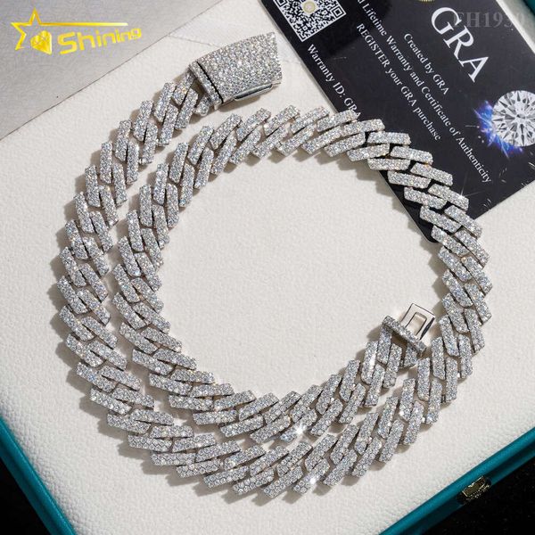 

Fashion Jewelry Vvs Moissanite Diamond 14Mm Wide Chain Iced Out Necklace Sterling Sier Mossanite Cuban Link Ch