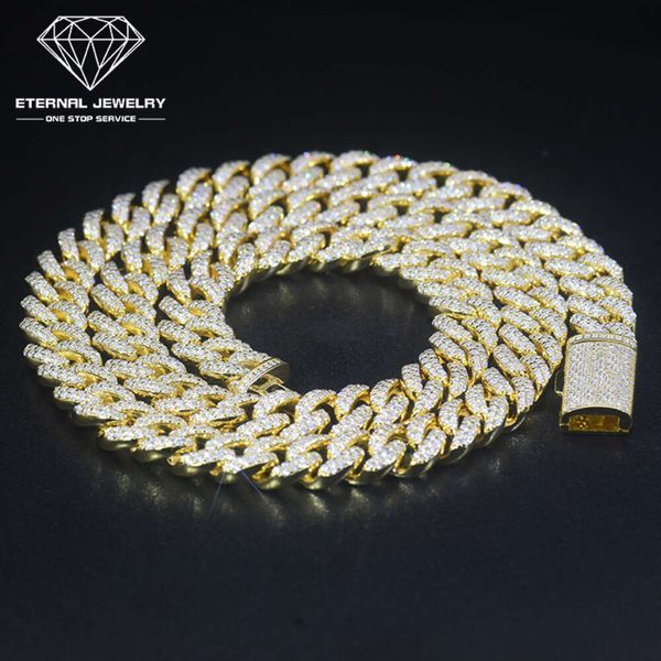

Custom Men Women 6-26 Inch Hip Hop Iced Out S Sier 9K 10K 14K Gold Moissanite Diamond Miami Cuban Chain Link Necklace