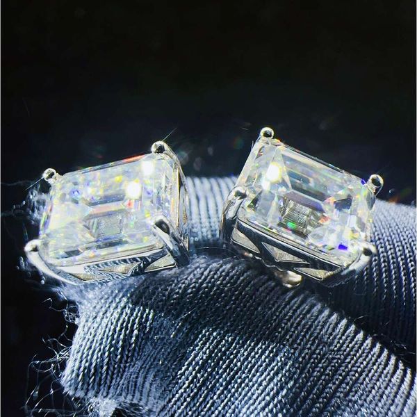 

Moissanite Jewelry Iced Out 7*9Mm Earring Hip Hop Earrings Sier Emerald Cut VVS Diamond Stud Earrings