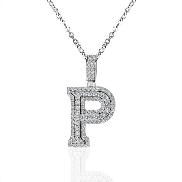 

Sier Iced Out Custom Letter P Pendant Hip Hop Jewelry Men's Pendants Ice Out Initial Alphabet Jewelry