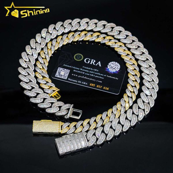 

VVS Moissanite Iced Out Diamond Gold Color Sterling Sier Men Necklace Miami Cuban Link Chain