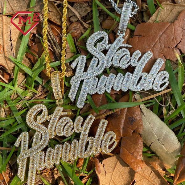 

New Design S Sier Moissanite Jewelry Vvs Stay Humble Amazing Font Iced Out Bling Hip Hop Pendant