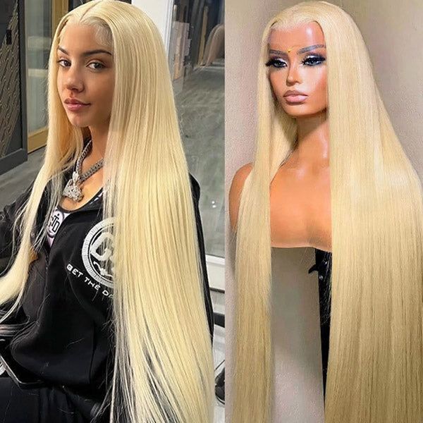 

Brazilian 613 Light Blonde 13x1x4 HD Transparent Lace Frontal Wigs Natural Long Straight Soft Full Hair 30 Inch Heat Resistant Synthetic Lace Front Wig Black Women