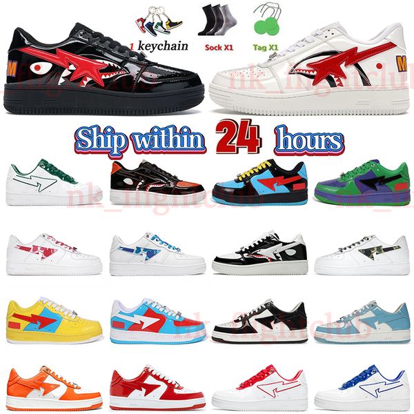 

Bapestar SK8 Outdoor Skateboard Shoes A Bathing Ape Star Patnt Leather White Green White Blue Shark White Shark Black Pink Suede Men Womens Platform Trainers, Light tan