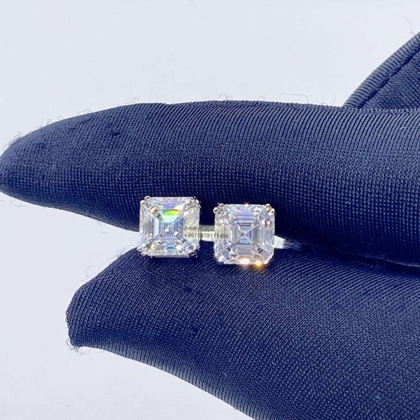 

Pass Diamond Tester Stock Hop Jewelry GRA Certificates Sier D Color Vvs1 Asscher Moissanite Hip Hop Stud Earrings