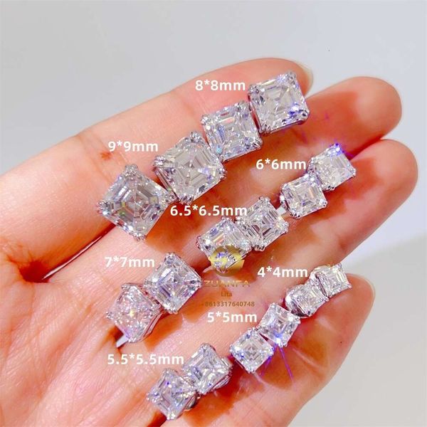 

Wholesale Price Fashion Trend 2022 Asscher Cut Moissanite Men Sier Earrings