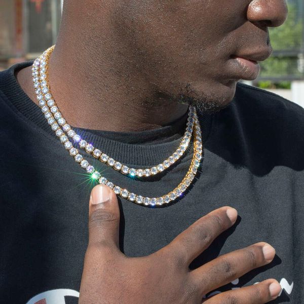 

Hip Hop 3Mm 4Mm D Color VVS Diamond Necklace Iced Out Moissanite Tennis Chain