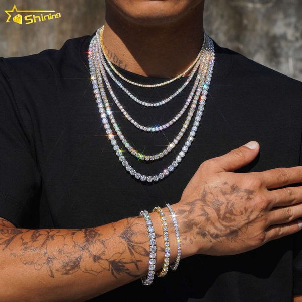 

Wholesale Price Fine Bracelet Sier Gold Plated VVS Certificate Moissanite Tennis Chain Jewelry Sets Dropshipping