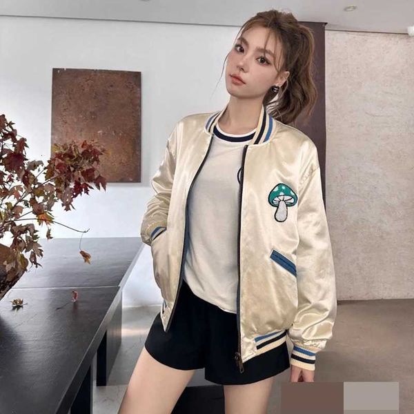 

Jackets Women's Baseball jacket women's same style men's and contrasting color baseball sports casual loose clothing HMRB, Blue and white on both sides