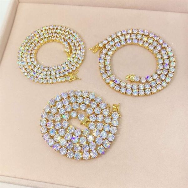 

Hip Hop Jewelry No Moq Iced Out Bling Men Women Necklace Bracelet 4Mm Moissanite Tennis Chain For Pendant