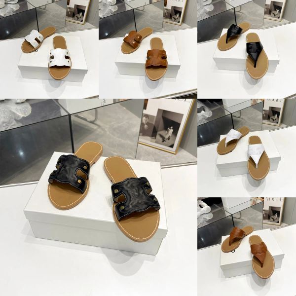 

Designer Sandals Slippers Summer Casual Flip Flops Hot Style Three Colors Cowhide Leather Fabric with Shoe Box and Dust Bag, Nude
