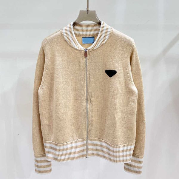 

Knits Women's s AutumnWinter Fashion Stripe Contrast Zipper Wool Cardigan Coat for Women EIWC, Wheat color