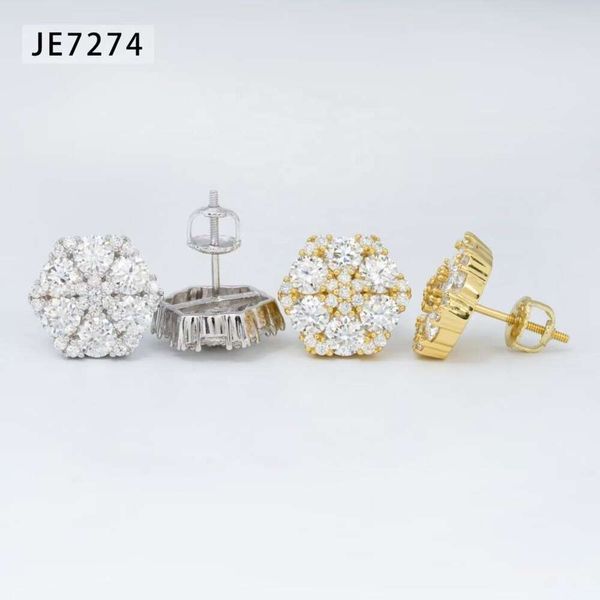 

Ready To Ship Iced Out VVS Diamond Moissanite Sterling Sier Flower Stud Earrings