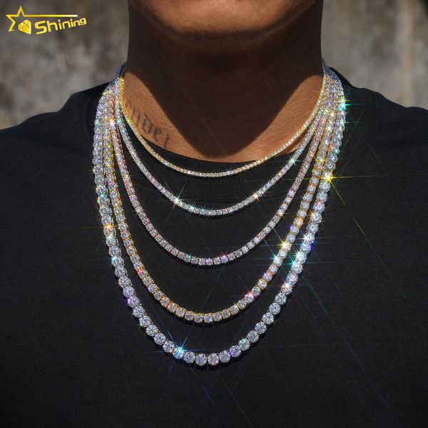 

Hot Sale Ready To Ship Dropshipping VVS Moissanite Necklace S Gold Plated Tennis Chain Fine Jewelry Wholesale Price