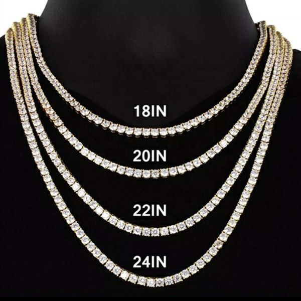 

Hot Selling 10K 14K Solid Gold 2Mm 3Mm DEF Round Moissanite Diamond Tennis Chain Wedding Necklace For Men Women