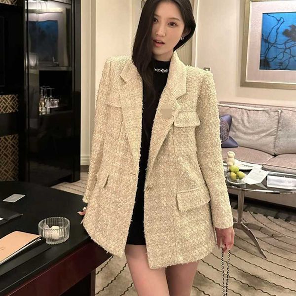 

Jackets Women' Xiaoxiangfeng jacket women' clothing coarse tweed short temperament socialite suit high-end jacket of the same style 4H7N, Creamy-white
