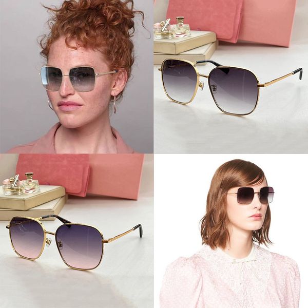 

Summer travel metal square sunglasses metal large frame border with letter printed Sonnenbrillen fashionable women gradient SMU50YS suitable for outdoor travel