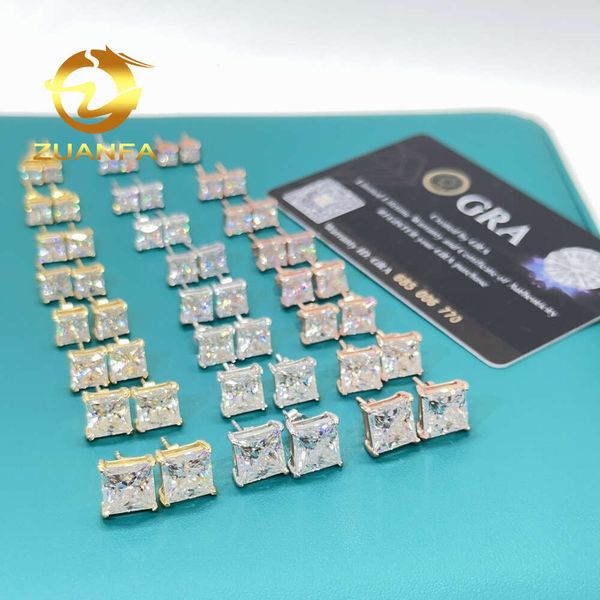 

Instock Princess Cut Sterling Sier GRA Moissanite Stud Earrings Women