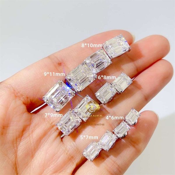 

Hip Hop Fashion Screw Back Solitiare Vvs Moissanite Fancy Shape Emerald Cut Sier Earrings