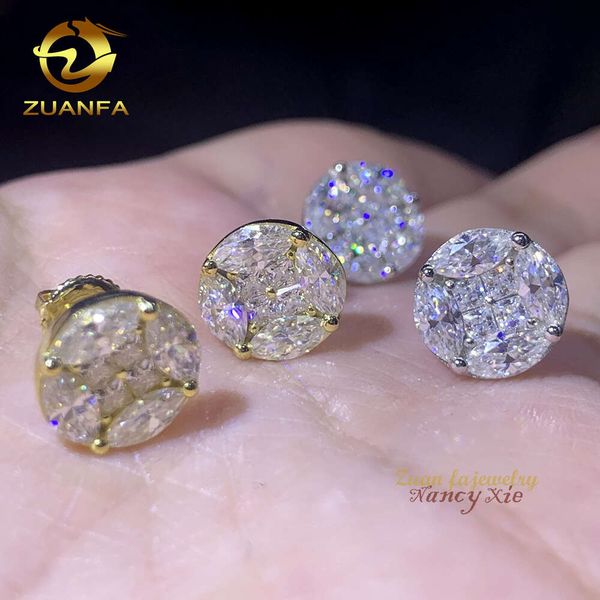 

Iced Out Sier Diamond Jewelry GRA Vvs Moissanite Men's Hip Hop Earring Stud Earrings