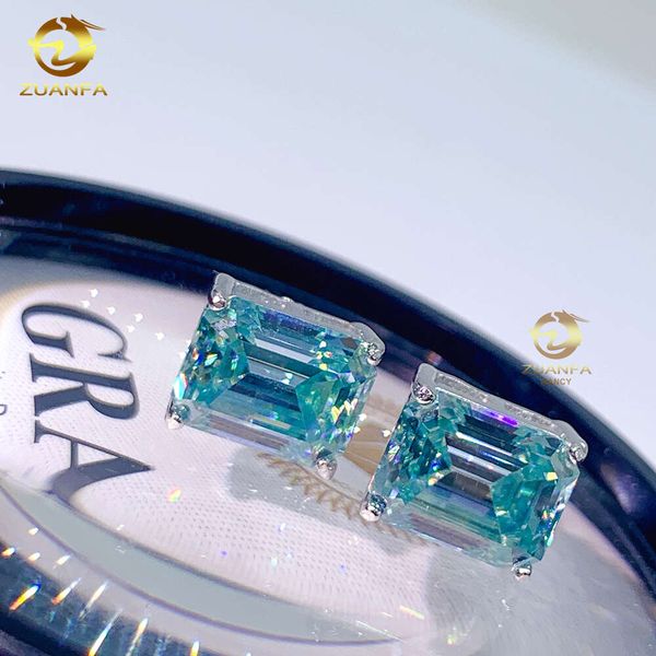 

Ready To Ship Hip Hop Fashion Jewelry Screw Back Stud Sterling Sier Blue Moissanite Earring