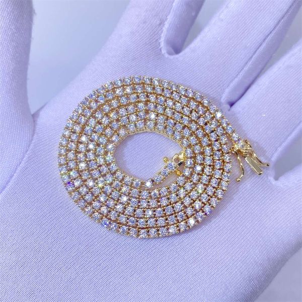 

10K Solid Gold 2.0Mm Claw Set Natural Si1/Vs Diamond Tennis Bracelet Necklace