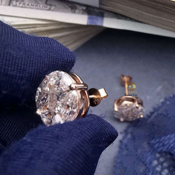 

Special Princess+Marquise Shape VVS Moissanite Diamond Custom Sterling Sier Stud Earrings