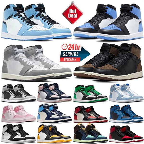 

Designer basketball shoes Jumpman 1 high OG 1S men women j1 Triple White Shadow designer University Blue UNC Black Bred Toe Light Smoky Grey mens sneakers, Color #26