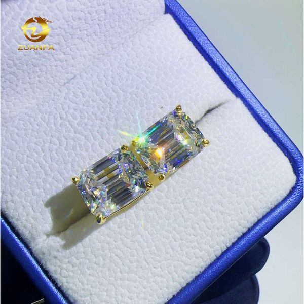 

Fashion Jewelry Factory Price Bling Gift For Women Sterling Sier Earring Emerald Cut VVS Moissanite Stud Earrings