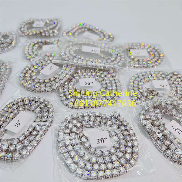 

Wholesale Sier 10K 14K Gold Diamond Chain 2Mm 3Mm 4Mm 5Mm Vvs Moissanite Tennis Necklace
